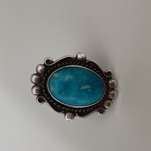 Vintage Navajo Bell Trading Post Turquoise and Sterling Silver Ring
